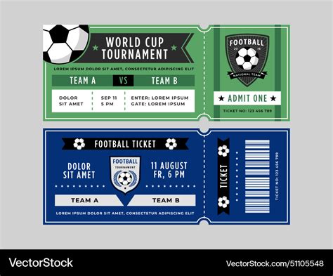 Soccer Ticket Football Match Entry Pass Royalty Free Vector