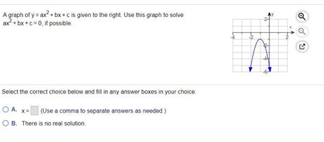 Solved A Graph Of Y Ax Bx C Is Given To The Right Use Chegg