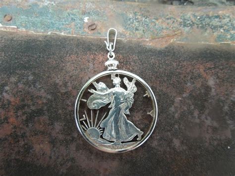 1942 Walking Liberty Half Dollar Pendant For Necklace Cut Out