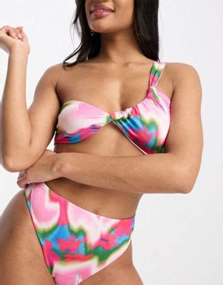 ASOS DESIGN Mix og match Bikini med pink udtværet abstrakt print ASOS