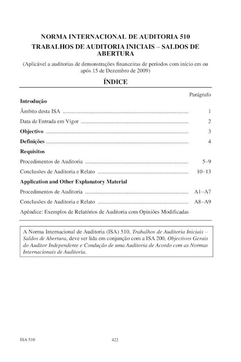 PDF NORMA INTERNACIONAL DE AUDITORIA 510 TRABALHOS DE Auditor