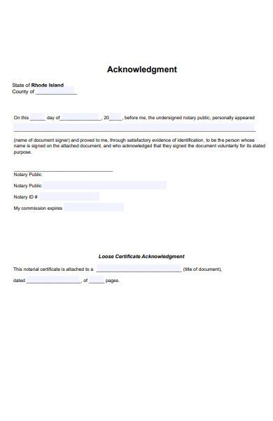 Free Acknowledgment Forms In Pdf Ms Word