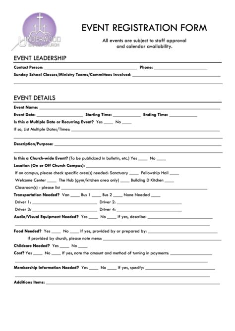 Free Event Registration Form Template