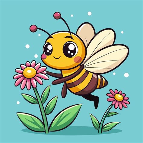 Cute Bee Gathering Honey Vector Graphic Premium Ai Generated Vector