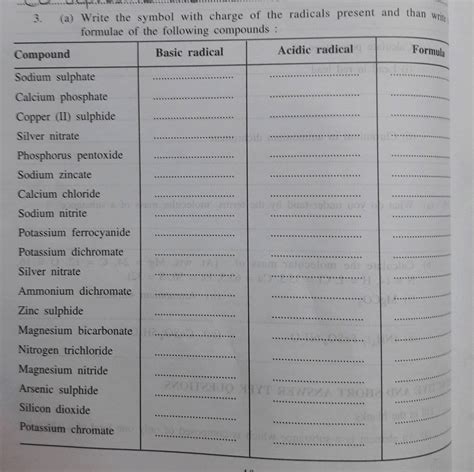 A Write The Symbol With Charge Of The Radicals Present And Than Wo