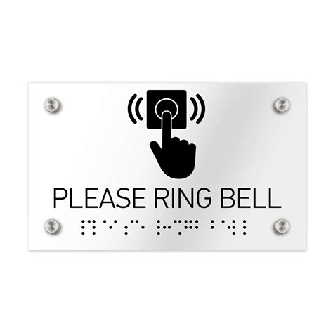 Please Ring Bell Signs Clear Acrylic Sign With Braille Bsign