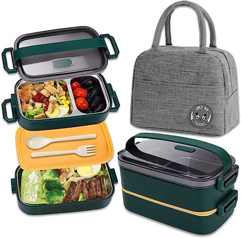 Haoh Lunch Box Acciaio Kit Ml Strati Ermetica Porta Pranzo Da