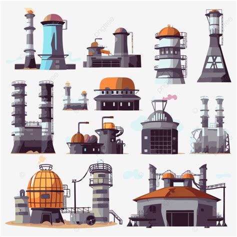 Industrial Clipart Industrial Station Icons Set With Different Types Of