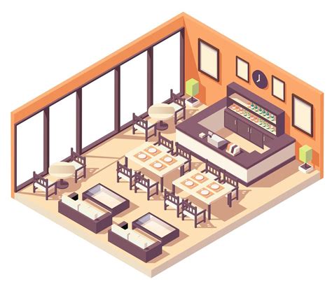 Isometric Restaurant Composition Vector Art At Vecteezy