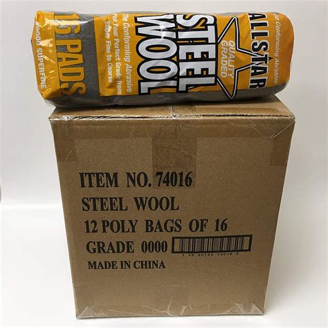 Allstar Steel Wool 0000 Super Fine Grade 12 Packs Of 16 Pads 74016