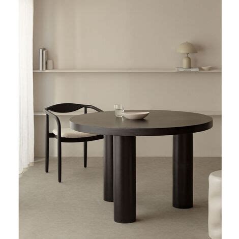 Mesa De Comedor Redonda En Madera De Mango Cm Amanza Sklum Negro