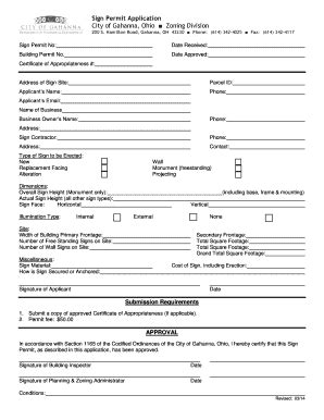 Fillable Online Gahanna Sign Permit Application City Of Gahanna Ohio