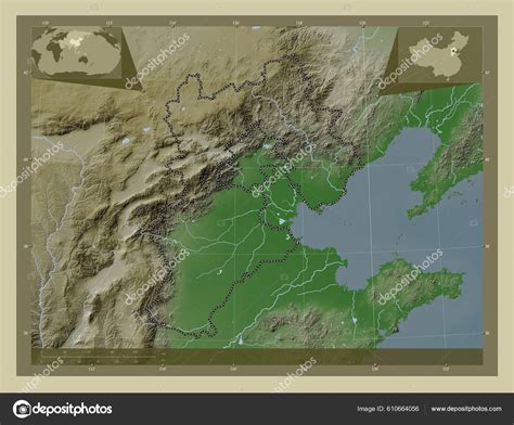 Hebei Province China Elevation Map Colored Wiki Style Lakes Rivers ...