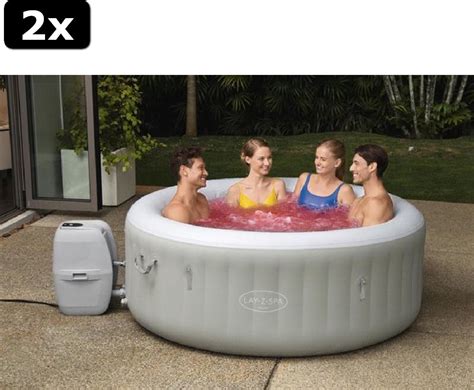 2x Bestway Lay Z Spa Tahiti Jacuzzi Opblaasbaar Rond Bubbelbad Voor 2