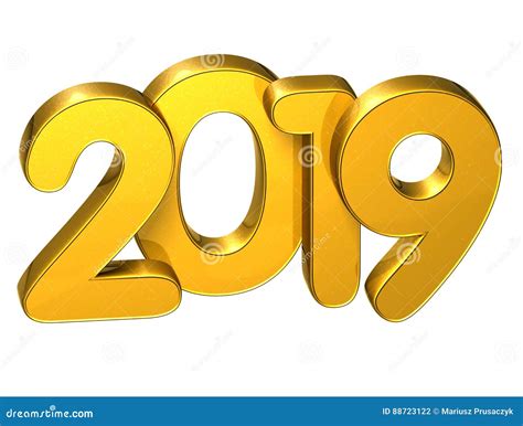 3d Gold Number New Year 2019 On White Background Stock Illustration