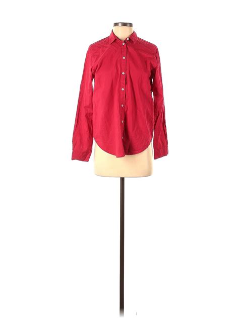 Velvet By Graham And Spencer Women Red Long Sleeve Button Down Shirt Xs