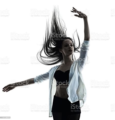 Young Woman Modern Ballet Dancer Dancing Isolated White Background