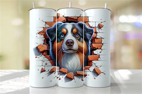 Australian Shepherd Peeking Tumbler Wrap Graphic By Thedigitalstore