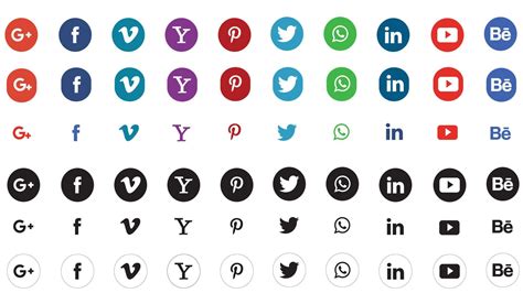 Round Social Media Icons Or Social Network Logos Flat Vector Icon Set