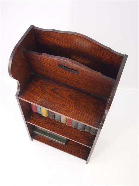 Edwardian Oak Book Trough Magazine Stand