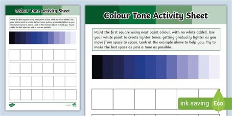 Colour Tone Painting Activity Sheet Visual art 5th/6th