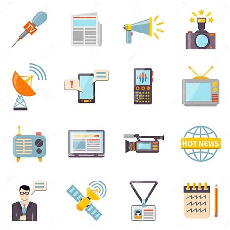 Iconos De Los Medios De Comunicación Fijados Ilustración Del Vector