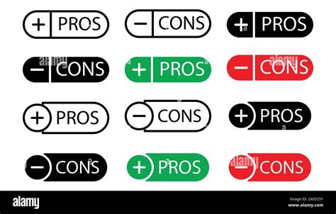 Pros And Cons Icon Vector Logo Set Collection For Web App Ui Stock