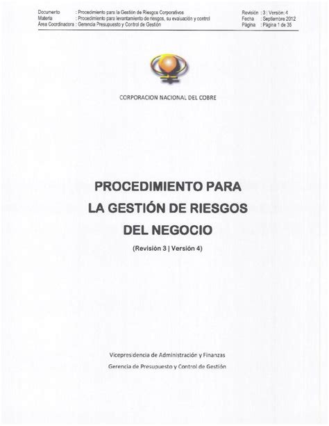 PDF GESTION DE RIESGOS DEL NEGOCIO El Manual De Procedimiento