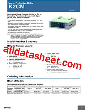 K2CM 1M Datasheet PDF Omron Electronics LLC