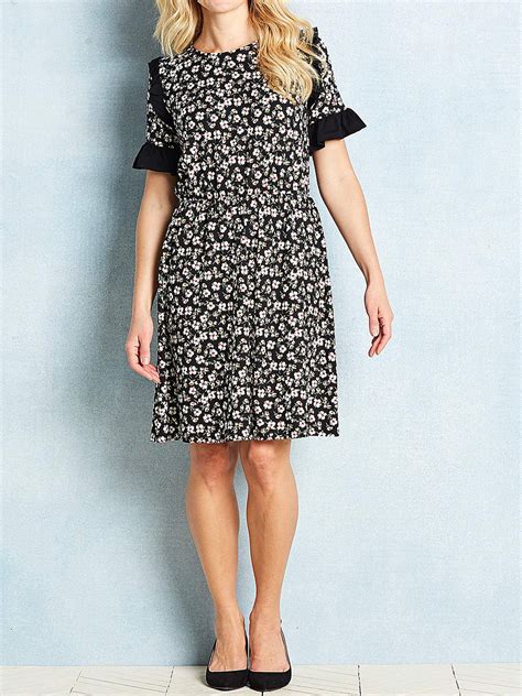 Capsule Capsule Black Floral Print Ruffle Tea Dress Plus Size 32