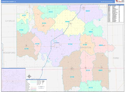 Livingston County, IL Wall Map Color Cast Style by MarketMAPS ...