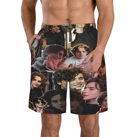 Mens Timothee Chalamet Swim Trunks Quick Dry Bathing Suits Holiday