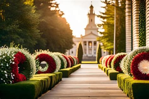 Premium Photo | A garden with flowers on the front