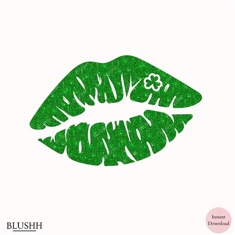 Lips With Clover Sparkle Png Faux Glitter Lips Shamrock St Patricks