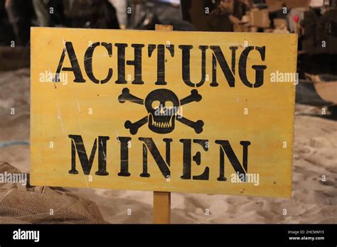 Danger / Achtung minefield signs Stock Photo - Alamy