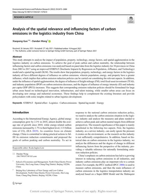 Analysis Of The Spatial Relevance And Influencing Factors Of Carbon