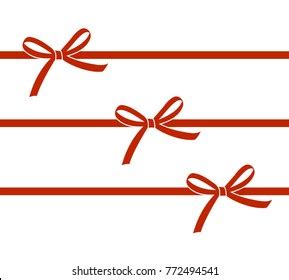 Set Decorative Red Bows Horizontal Ribbons Stock Vector Royalty Free