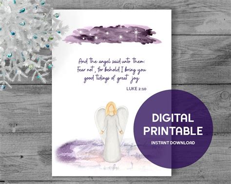 Angel Christian Christmas Card DIGITAL DOWNLOAD, PRINTABLE - Etsy