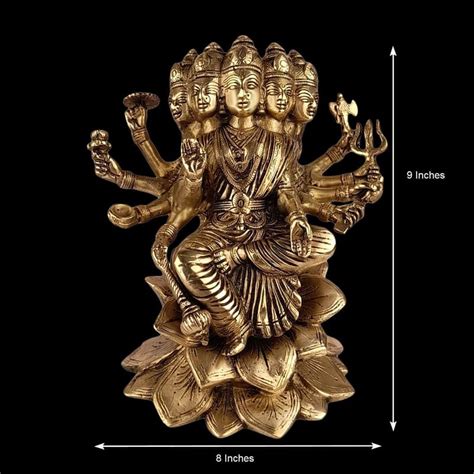 Artvarko Brass Idol Gayatri Mata Sitting On Lotus Savitri Hindu