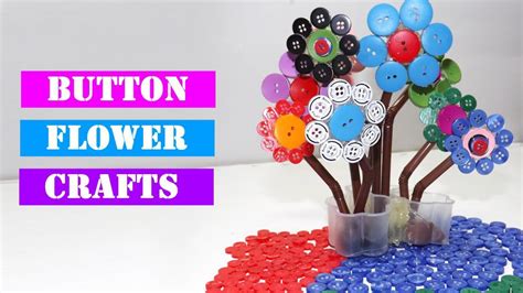 Easy Button Flower Craft Diy Flower Project Youtube