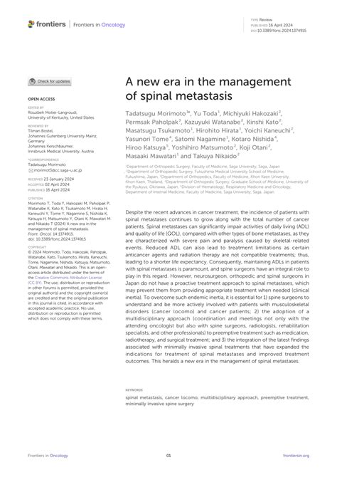 PDF A New Era In The Management Of Spinal Metastasis