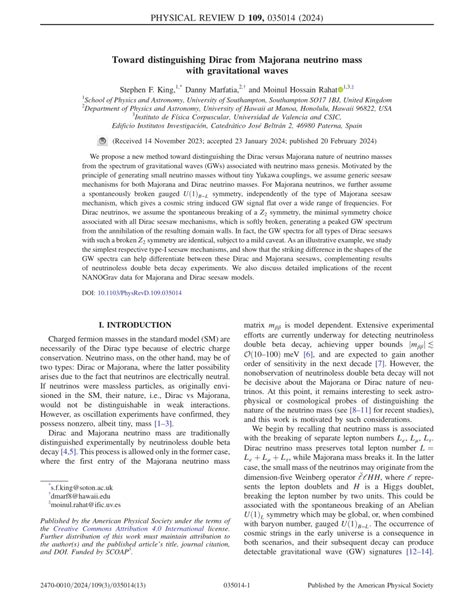 Pdf Toward Distinguishing Dirac From Majorana Neutrino Mass With