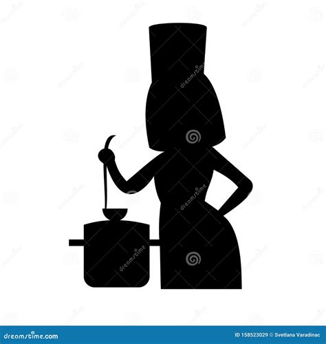 Silhouette of a Woman Cooking. Stock Vector - Illustration of cooker ...