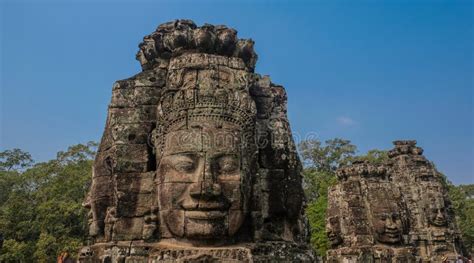 Sculptured face in temple editorial photography. Image of relief ...