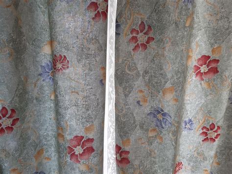 2 Pieces Vintage Floral Cotton Fabric Curtains, Pair of Curtains, Night ...