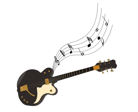 Music Notes With Guitar Player Vector Flat Illustration 12964213 Vector