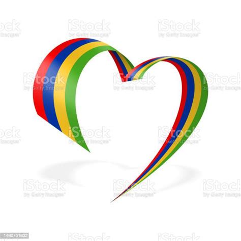 Mauritius Ribbon Heart Flag Mauritian Heart Shaped Flag Stock Vector Illustration Stock