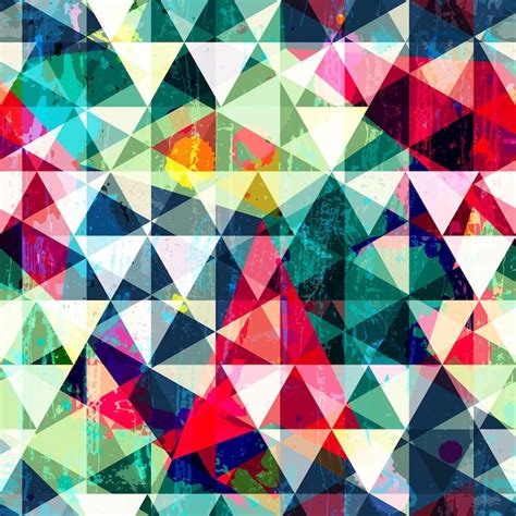 Premium Vector Retro Triangle Seamless Pattern With Grunge Effect