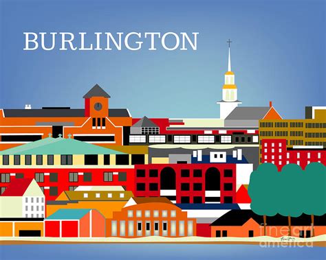 Burlington Vermont Horizontal Skyline Digital Art by Karen Young - Fine ...