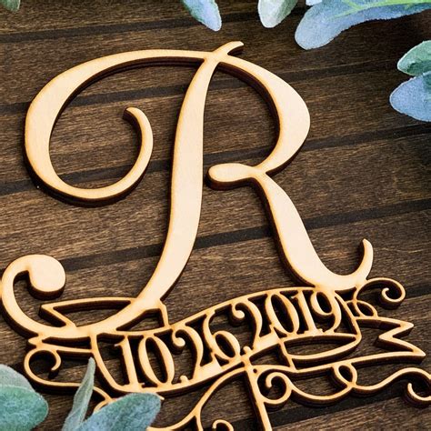 Rustic Wedding Cake Topper Personalized Wedding Cake Topper Initial Cake Topper Monogram Cake